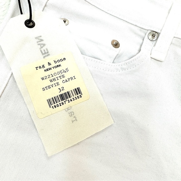 ✂️ SPRING SWEEP SALE MSRP $225 Rag & Bone White Stevie Capri Jeans Size 32 - Picture 10 of 14